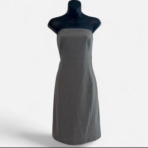 Vintage GAP Halter Dress – Gray & White Pinstripes, Structured Fit